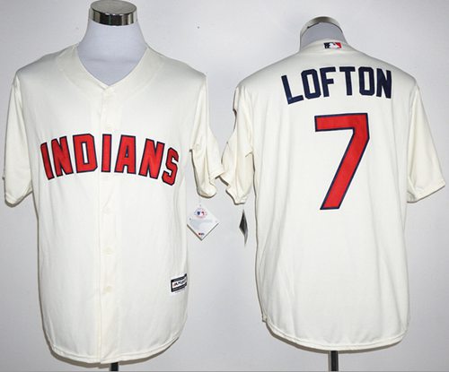 Indians #7 Kenny Lofton Cream New Cool Base Stitched MLB Jersey